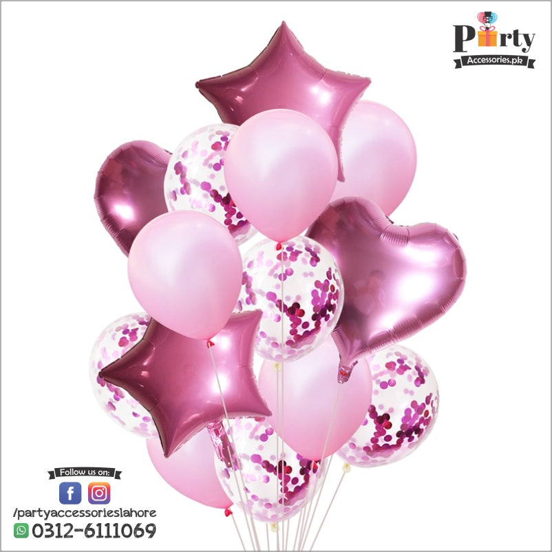 Confetti balloons 14 pcs set | star balloons latex balloons heart foil balloons