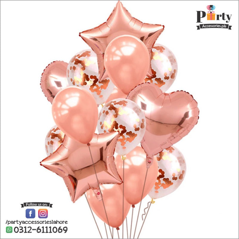 Confetti balloons 14 pcs set | star balloons latex balloons heart foil balloons