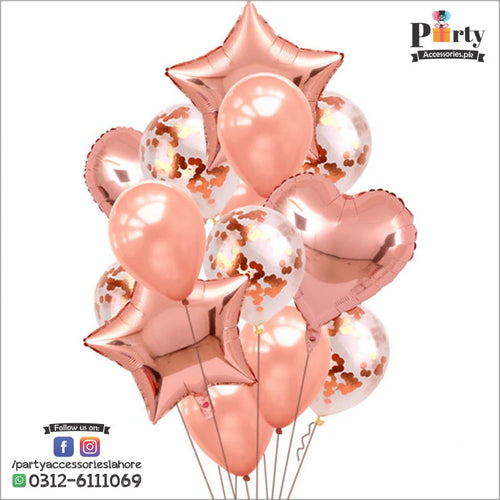 Confetti balloons 14 pcs set | star balloons latex balloons heart foil balloons