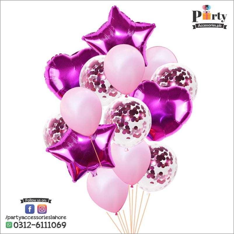 Confetti balloons 14 pcs set | star balloons latex balloons heart foil balloons