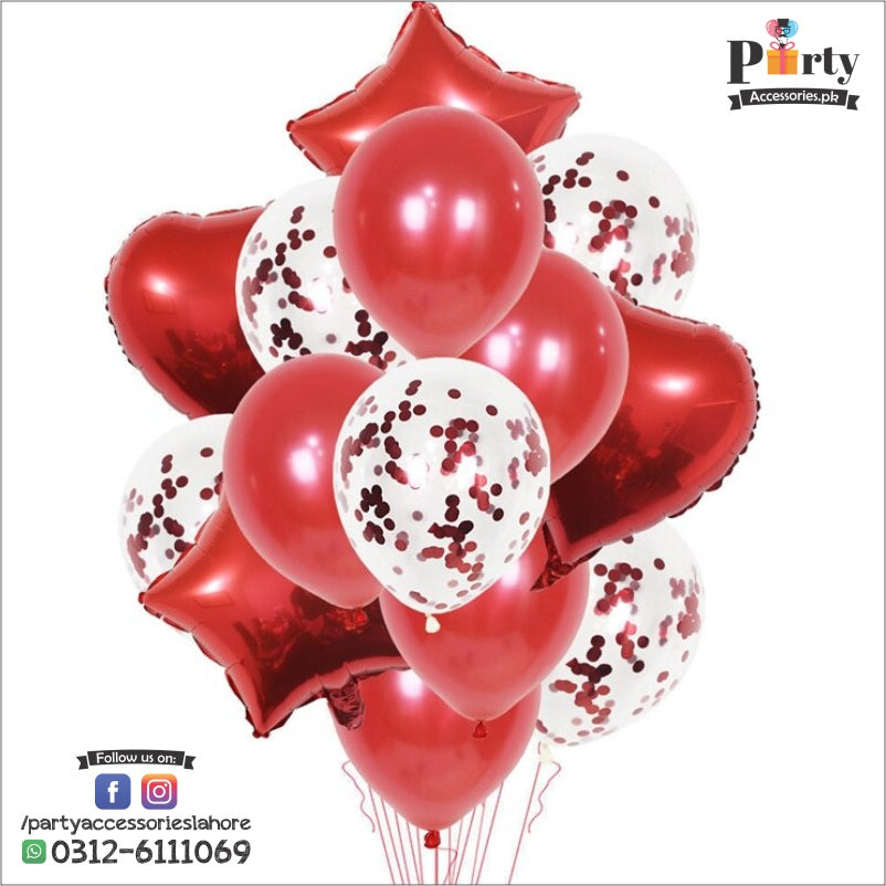 Confetti balloons 14 pcs set | star balloons latex balloons heart foil balloons