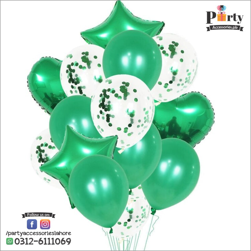 Confetti balloons 14 pcs set | star balloons latex balloons heart foil balloons
