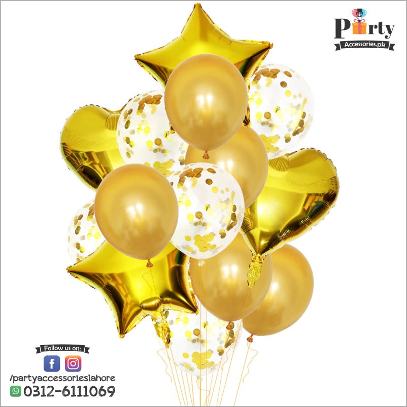 Confetti balloons 14 pcs set | star balloons latex balloons heart foil balloons