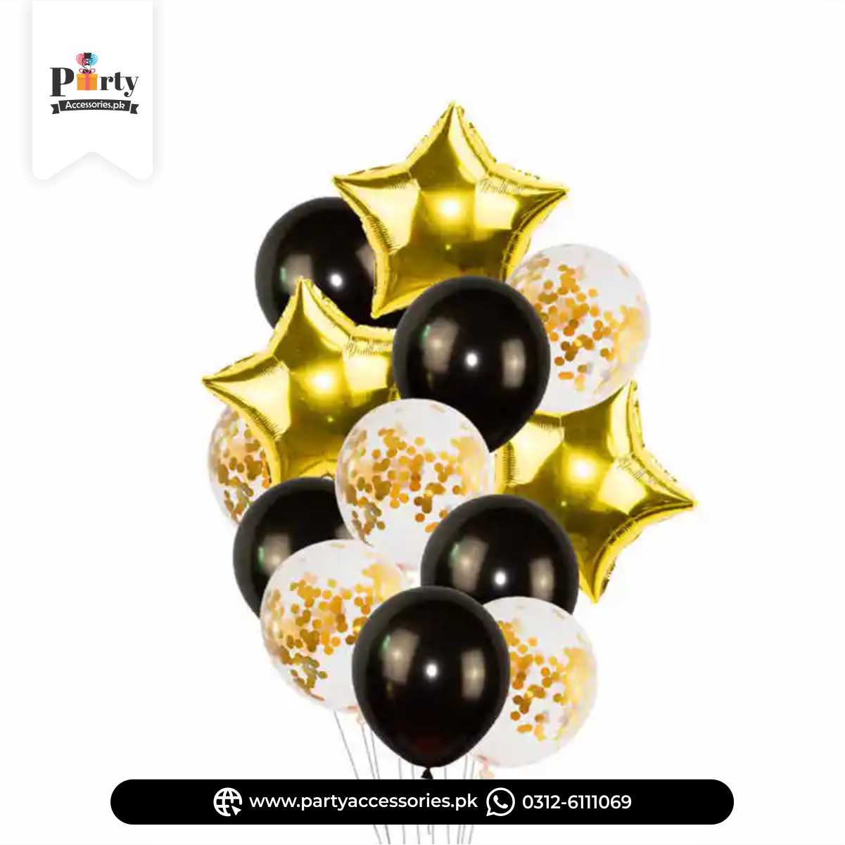 Confetti balloons 14 pcs set | star balloons latex balloons heart foil balloons